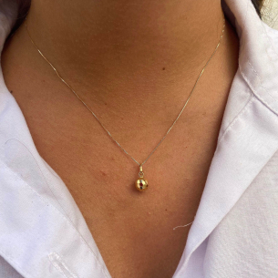 Pingente Bola 7mm Diamantada Ouro 18k