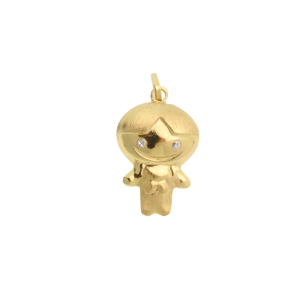 Pingente Menino com Detalhes em Ródio Ouro 18k
