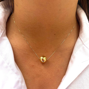 Gargantilha Bola Diamantada 12mm Ouro 18k