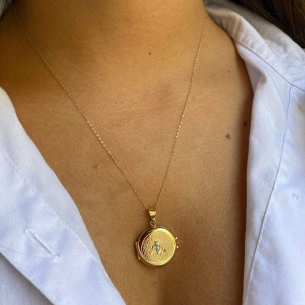 Pingente Relicário Redondo Personalizado Ouro 18k