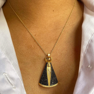 Pingente Nossa Senhora Aparecida Grande Ouro 18k
