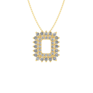 Pingente Vazado Retangular Ouro 18k