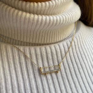 Pingente Canga Dupla Cravejada com Zircônias Ouro 18k