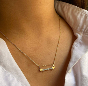Pingente Canga Dupla de Coração com Zircônia Ouro 18k