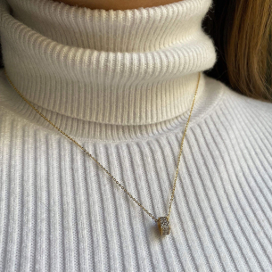 Pingente Separador Quadrado com Zircônia Ouro 18k