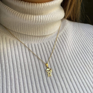Pingente Menina Laço Pequeno Ouro 18k