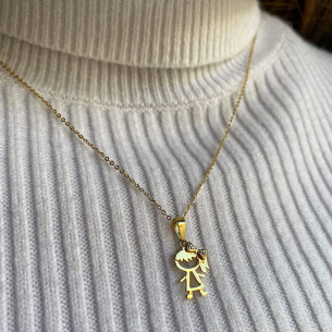 Pingente Menina Laço Grande Ouro 18k