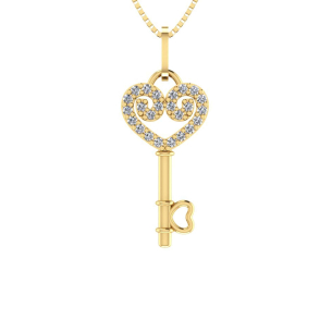 Pingente Chave com Coração Ouro 18k