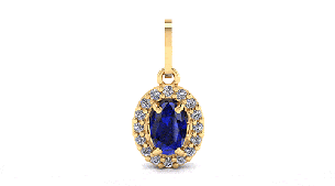Pingente Oval Fileira Ouro 18k