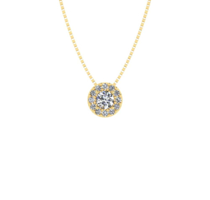 Pingente Solitário Galeria com Zircônias Ouro 18k