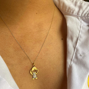 Pingente Menina com Ródio Ouro 18k