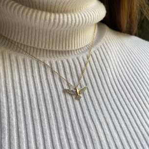Pingente Espirito Santo Pave com Treze Pedras de Zircônia Ouro 18k