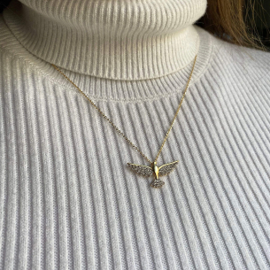 Pingente Espirito Santo Pave Grande com Zircônia Ouro 18k