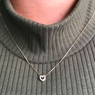 Pingente Coração com Diamante e Corrente Veneziana Ouro 18k