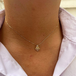 Pingente Sagrado Coração de Jesus Vazado Ouro 18k