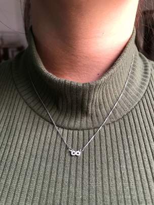 Gargantilha Infinito com Diamante e Corrente Veneziana Ouro 18k