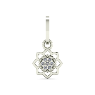 Pingente Miolo Flor Pavê com Diamante Ouro 18k