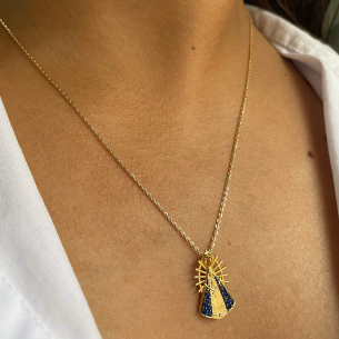 Pingente Nossa Senhora Aparecida Pavê Ouro 18k