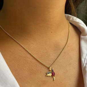 Pingente Beija Flor com Zircônia Ouro 18k