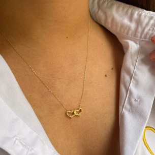 Pingente Canga Corações Duplo Ouro 18k