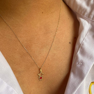 Pingente Menina com Resina Ouro 18k
