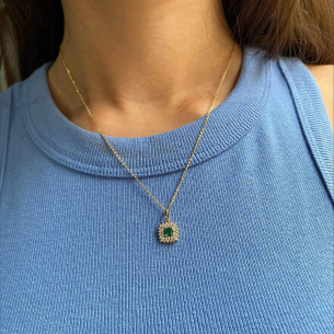 Pingente Formatura Quadrado 2 Fileiras Ouro 18k