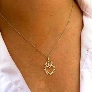 Pingente Coroa com Pedras Cravejadas Ouro 18k