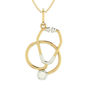 Pingente Profissão Estetoscópio Bicolor Ouro 18k