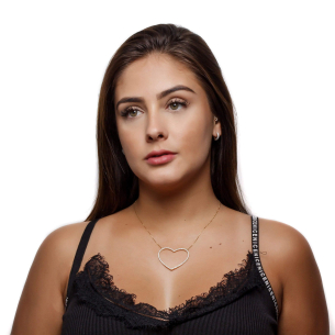 Gargantilha Coração com Zircônia Grande Ouro 18k
