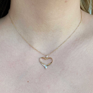 Pingente Coração Estilizado com Zircônia Ouro 18k