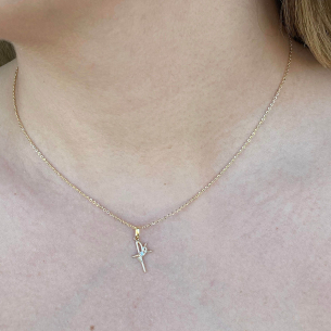 Pingente Fé com Zircônia Ouro 18k