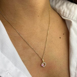 Pingente Coração Cravejado com Mini Coração Ouro 18k