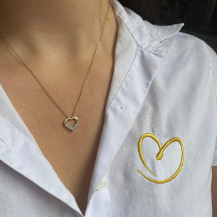 Pingente Coração Galeria Cravejado Ouro 18k