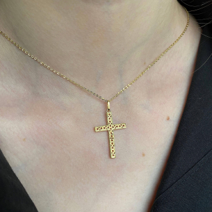 Pingente Cruz de Filigrana Ouro 18k