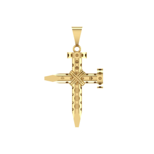 Pingente Cruz Prego Oco 2 Pontas Ouro 18k