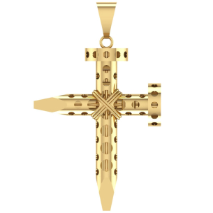 Pingente Cruz Prego com Duas Pontas Grande Ouro 18k