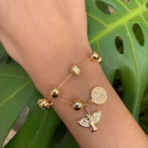 Pulseira 7mm Desatadora de Nós de Fio Lisa e Fosca Amarela Ouro 18k