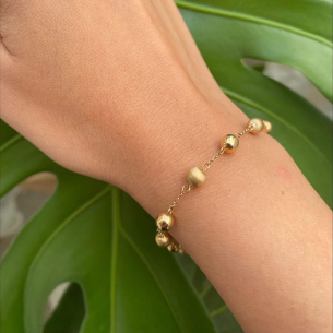 Pulseira Bola 5mm Lisa/Fosca Amarela Ouro 18k