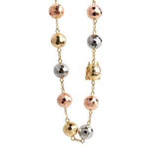 Pulseira Bola 9mm Diamantada 21cm Tricolor Ouro 18k