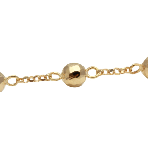 Pulseira Bola 7mm Diamantada 20cm Ouro 18k