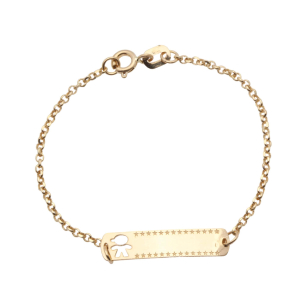 Pulseira Infantil de Plaquinha Menino Vazado Ouro 18k