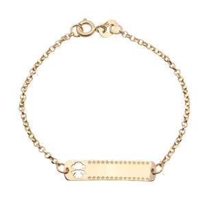 Pulseira Infantil de Plaquinha Menina Vazado Ouro 18k