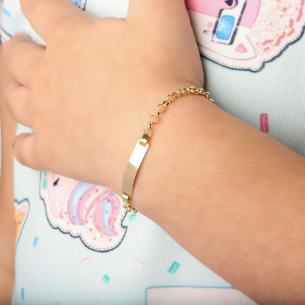 Pulseira Infantil de Plaquinha Ouro 18k
