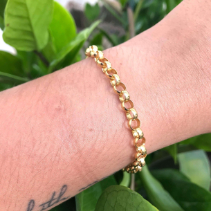 Pulseira Malha Portuguesa de 20cm Pequena Ouro 18k
