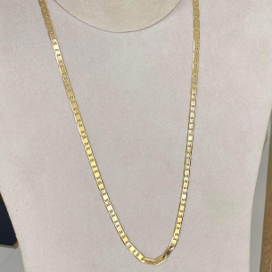 Corrente Piastrini Diamantada Grossa 60cm Ouro 18k