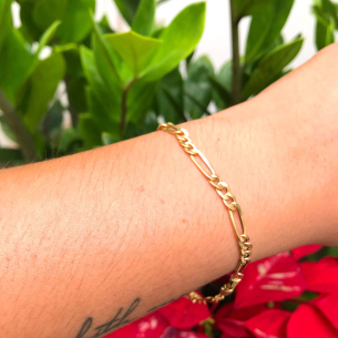 Pulseira Malha 3x1 Achatada Ouro 18k