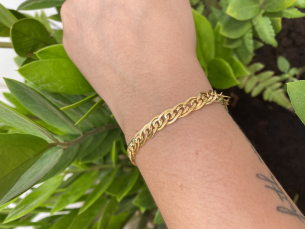 Pulseira Malha Romana Achatada Média 19cm Ouro 18k