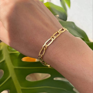 Pulseira Malha 1x1 Achatada 21cm Ouro 18k