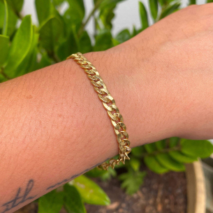 Pulseira Groumet Achatada Ouro 18k