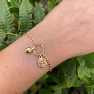 Pulseira Malha Bailarina com Pingente Fé Ouro 18k